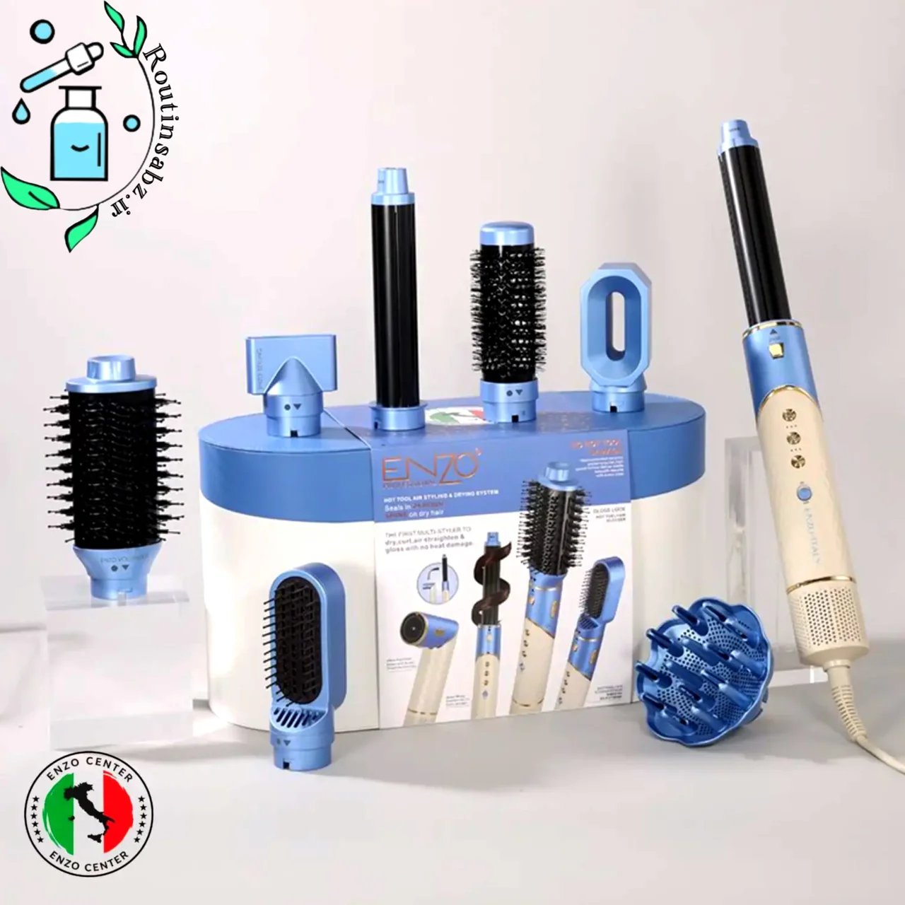 سشوار و استایلر انزو مدل V8 پرو رنگ آبى